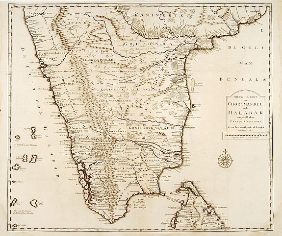 VALENTIJN,F., Nieuwe Kaart van Choromandel ende Malabar.., antique map, old maps