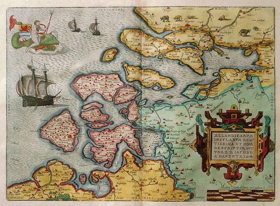 ORTELIUS,A., Zelandicarum Insularum Exactissima et Nova Descriptio., antique map, old maps