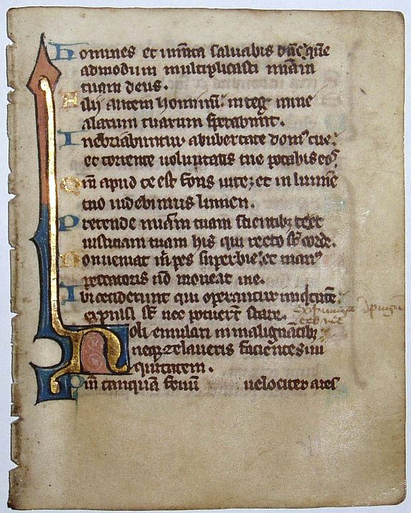 BREVIARY., Leaf on vellum from a manuscript Breviary., antique map, old maps