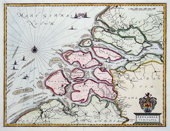 MERIAN,M., Zeelandia Comitatus., antique map, old maps