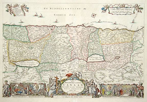 VISSCHER,N., Het Beloofde Landt Canaan.., antique map, old maps