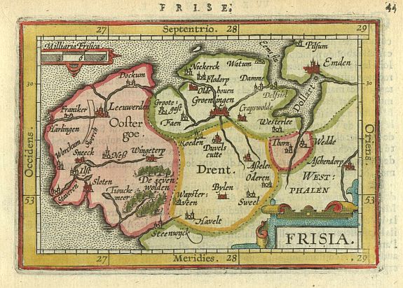BERTIUS, Frisia., antique map, old maps