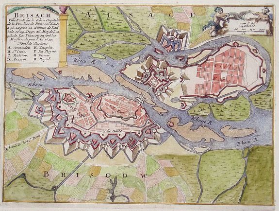FER, N de, Brisach., antique map, old maps