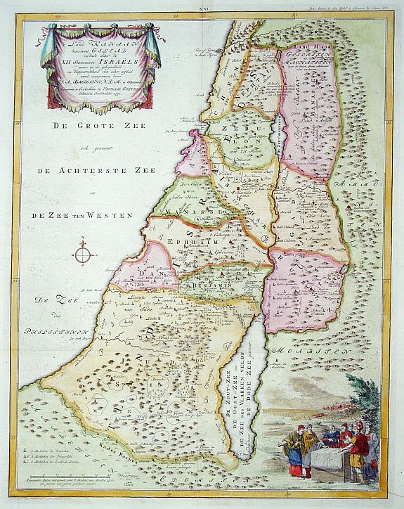 BACHIENE,W.A., 't Land Kanaan.., antique map, old maps