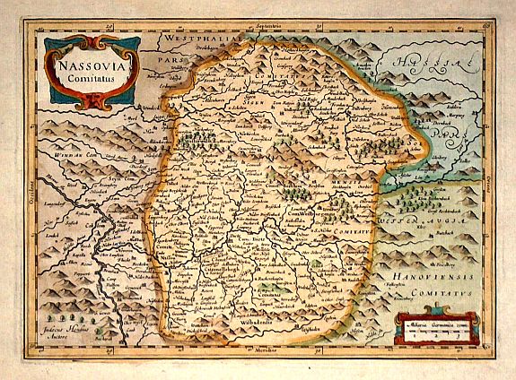 MERCATOR,G/ HONDIUS,J., Nassovia Comitatus., antique map, old maps