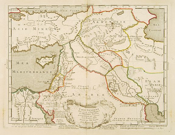 BUACHE,P./DEZAUCHE, Carte générale pour servir à l'Intelligence de l'Histoire Sainte.., antique map, old maps