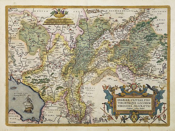 ORTELIUS, A., Gelriae, Cliviae, Finitimorumque locorum verissima descriptio., antique map, old maps
