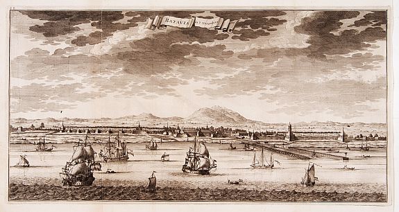 VALENTIJN,F., Batavia in 't verschiet., antique map, old maps