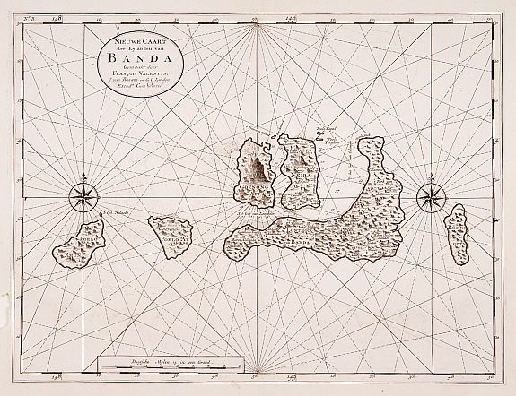 VALENTIJN,F., Nieuwe Caart der Eylanden van Banda., antique map, old maps