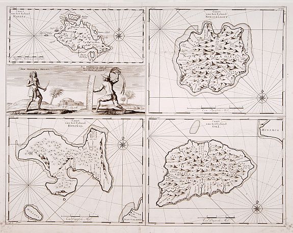 VALENTIJN,F., Caart van het Eyland Manipa../ Noessa-Laoet/ Honimoa/ Oma., antique map, old maps