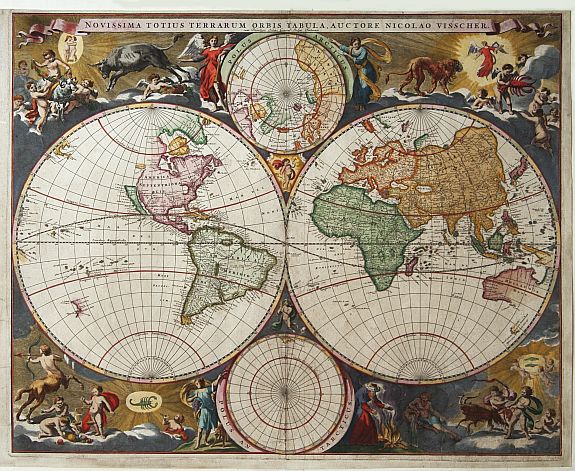 VISSCHER, N., Novissima Totius Terrarum Orbis Tabula, Auctore Nicolao Visscher., antique map, old maps
