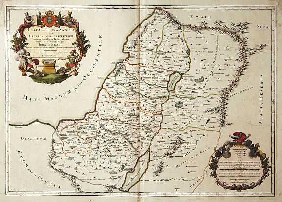 JAILLOT,A.H., Judaea seu Terra Sancta quae Hebraeorum sive Israelitarum.., antique map, old maps