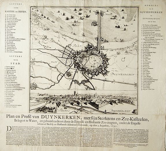 PERSOY,P., Plan en Profil van Duynkerken, met sijn Sterktens en Zee-Kasteelen.., antique map, old maps