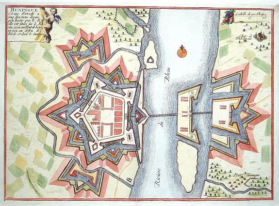 FER, N de, Huningue., antique map, old maps
