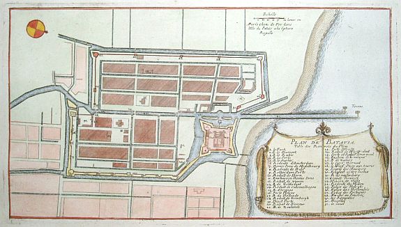 FER, N de, Plan de Batavia., antique map, old maps