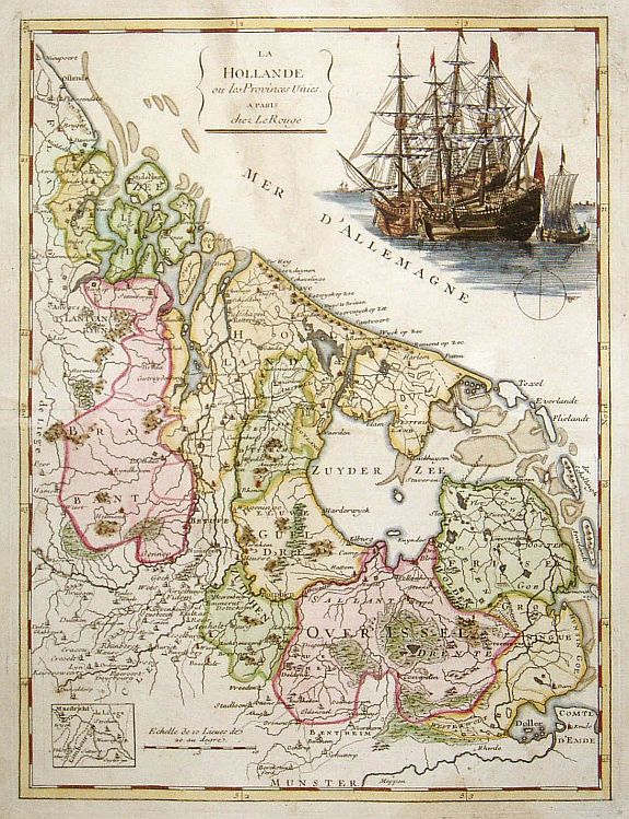 ROUGE LE, La Hollande., antique map, old maps