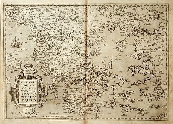 ORTELIUS,A., Graeciae Universae Secundum Hodiernum Situm Neoterica descriptio., antique map, old maps