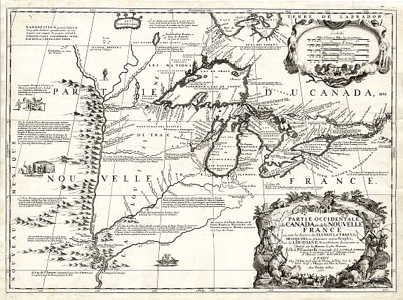 Coronelli, Vincenzo, published by Nolin., Partie Occidentale du Canada ou de la Nouvelle France..., antique map, old maps