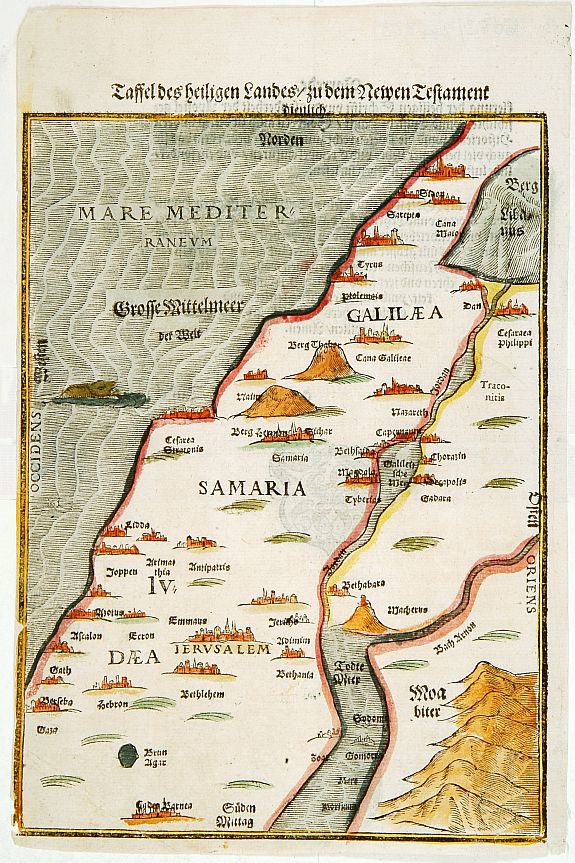 BÜNTING,H., Taffel des Heiligen Landes.., antique map, old maps