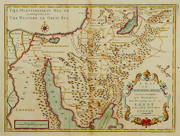 CALMET,A.A., A Map of the Children of Israel's Travels and Marches?, antique map, old maps