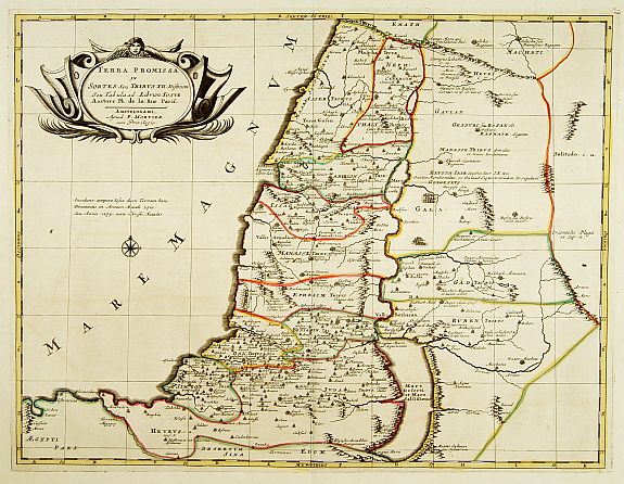 MORTIER,P./DE LA RUE,P., Terra promissa in sortes seu tribus XII?, antique map, old maps