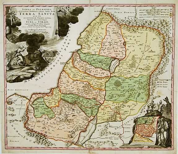 HOMANN,J.B., IUDAEA seu PALAESTINA... TERRA SANCTA... IUDA et ISRAEL, antique map, old maps