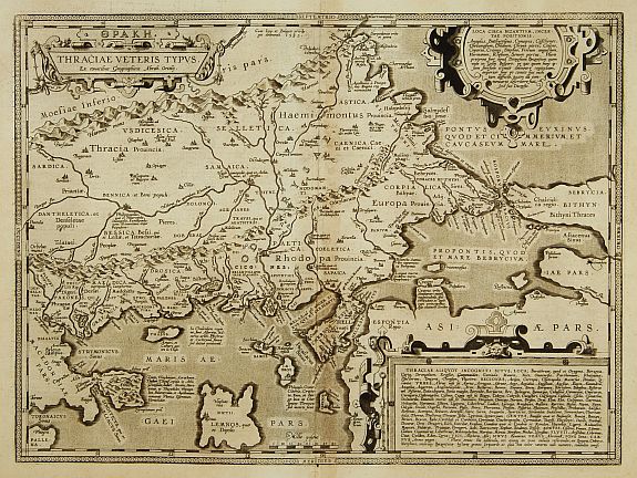 ORTELIUS,A., Thraciae Veteris Typus., antique map, old maps