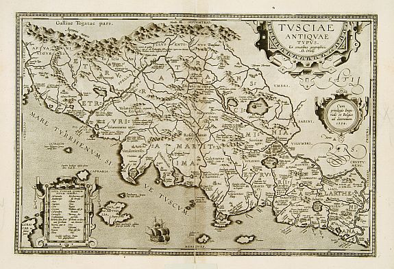 ORTELIUS,A., Tusciae Antiquae Typus., antique map, old maps