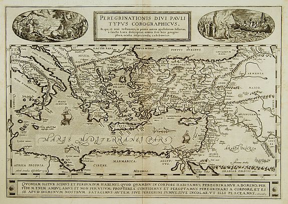 ORTELIUS,A., Peregrinationis Divi Pauli Typus?, antique map, old maps