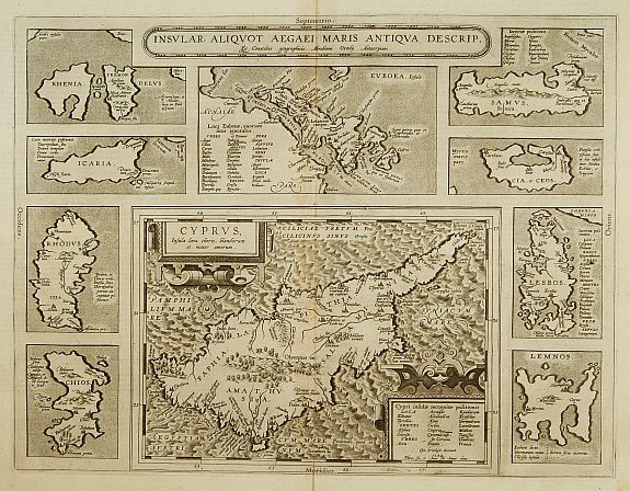 ORTELIUS, A., Insular. Aliquot Aegaei Maris Antiqua Descrip., antique map, old maps