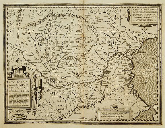 ORTELIUS,A., Daciarum, Moesiarumque, Vetus descriptio., antique map, old maps
