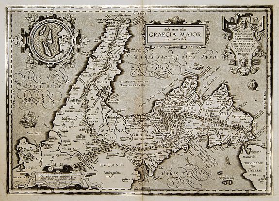 ORTELIUS,A., Graecia Maior., antique map, old maps