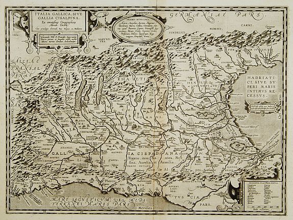 ORTELIUS,A., Italia Gallica, Sive Gallia Cisalpina., antique map, old maps