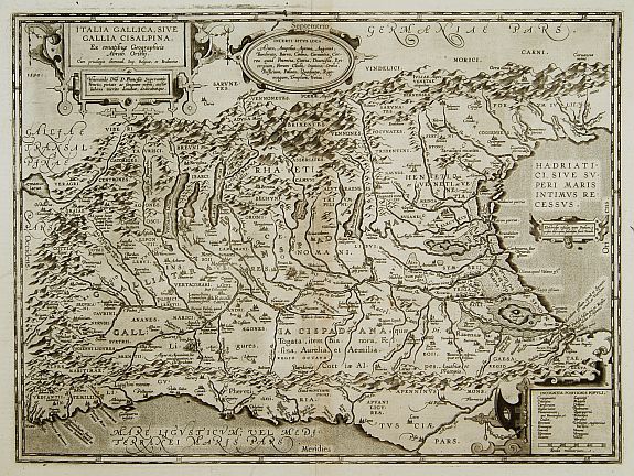 ORTELIUS,A., Italia Gallica, Sive Gallia Cisalpina., antique map, old maps