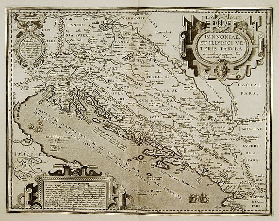 ORTELIUS,A., Pannoniae, et Illyrici Veteris Tabula., antique map, old maps