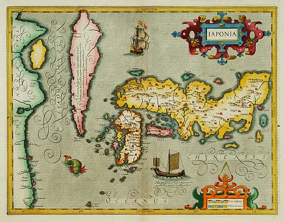 HONDIUS,H., IAPONIA., antique map, old maps