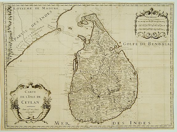 DE L'ISLE:G., Carte de l'Isle de Ceylan.., antique map, old maps