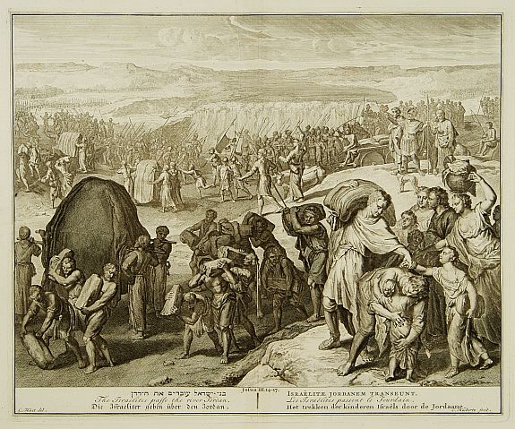 Hoet,G., The Israelites passe the river Jordan., antique map, old maps