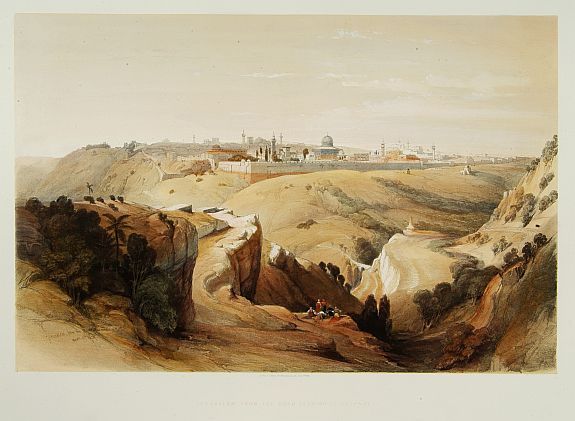 ROBERTS,D., Jerusalem from the road leading to Bethany., antique map, old maps