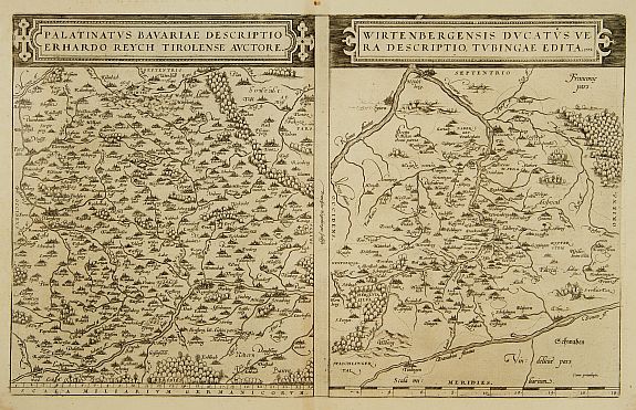 ORTELIUS,A., Palatinatus Bavariae descriptio.../ Wirtenbergensis Ducatus..., antique map, old maps