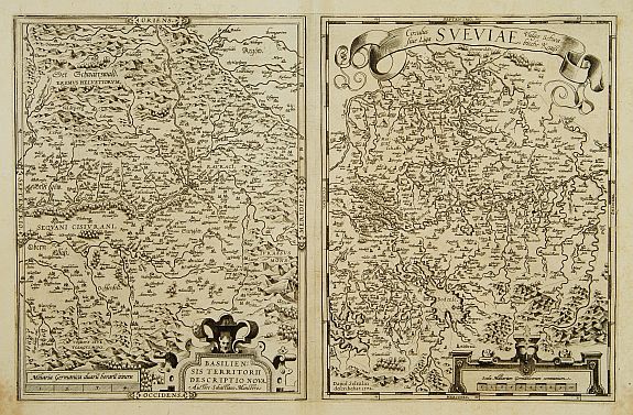 ORTELIUS,A., Basiliensis territorii descriptio nova./Circulus sue Liga.., antique map, old maps
