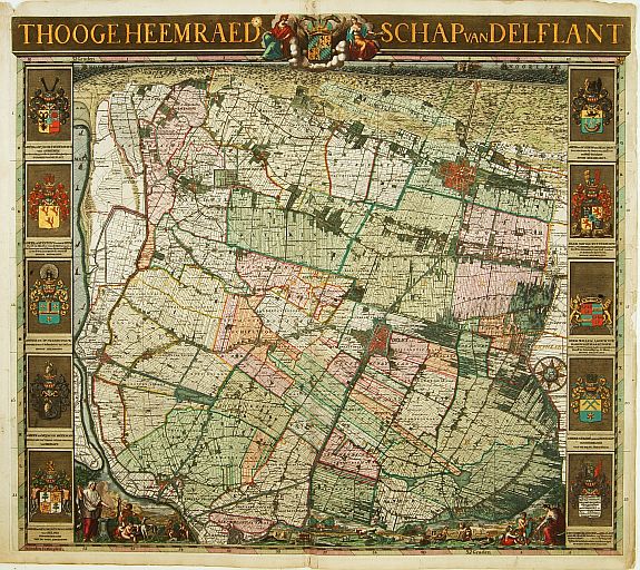 CRUQUIUS, N. J., 't Hooge Heemraedschap van Delflant., antique map, old maps