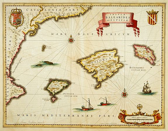 JANSSON, J., Insulae BALEARIDES et Pytissiae., antique map, old maps