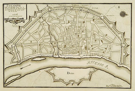 DE FER,N., Cologne, ville considérable..., antique map, old maps