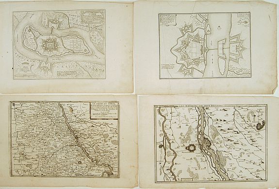 VARIOUS., Lot : 10 maps and city views centered on the river Rhine., antique map, old maps