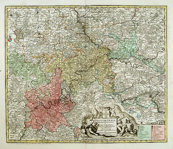 SEUTTER,M., Trevirensis Archi-Episcopatus et Electoratus, antique map, old maps