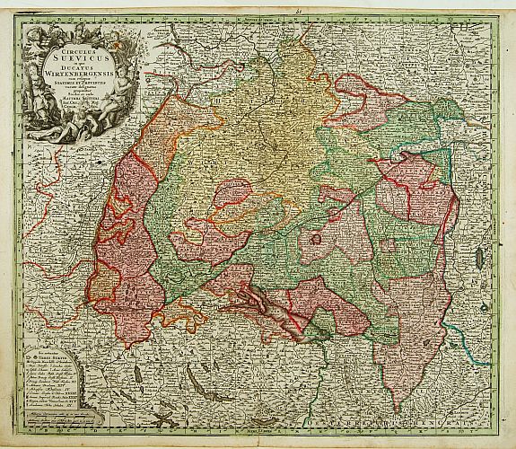 SEUTTER,M., Circulus Suevicus in quo Ducatus Wirtenbergensis..., antique map, old maps