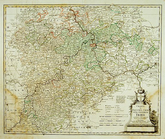 HOMANN HEIRS., Charte das Erzstift u. Churfürstenthum Trier. . ., antique map, old maps