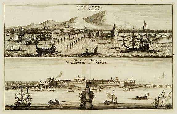 AA.P.v.d., La ville de Batavie / Cheaçteau de Batavia., antique map, old maps