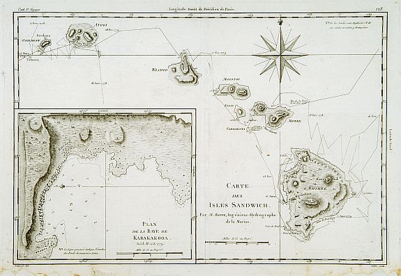 BONNE,R., Carte des Isles Sandwich., antique map, old maps